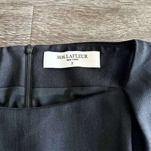 EUC MM Lafleur The Ryann Dress Jet Twill Sheath Dress Jet Black  Size 4 - Picture 9 of 13